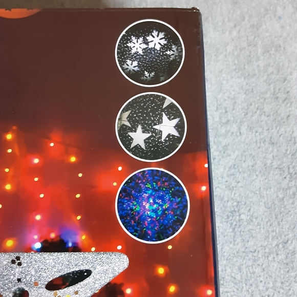 NEW Silver Glitter Star Christmas Tree Topper w/LED rotating pattern lights - Picture 7 of 11